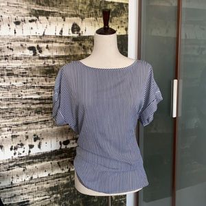 BANANA REPUBLIC navy white striped blouse M